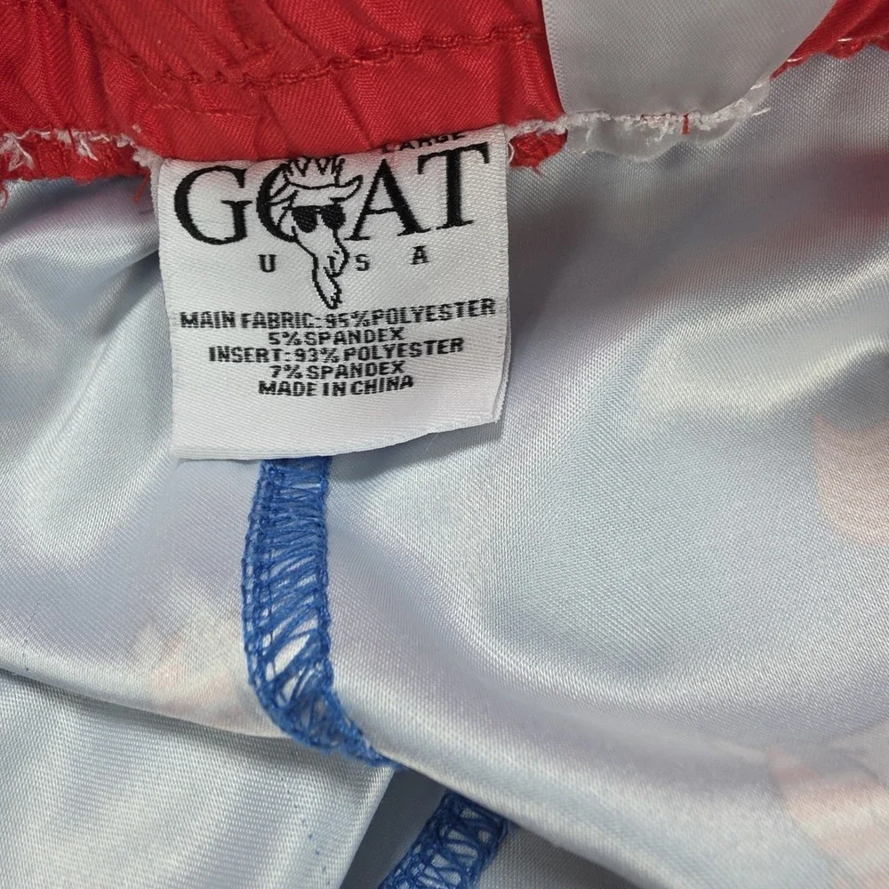 GOAT USA Swim Trunks Mens Blue Large Lined Stretch Beach Shorts Surfing Coastal